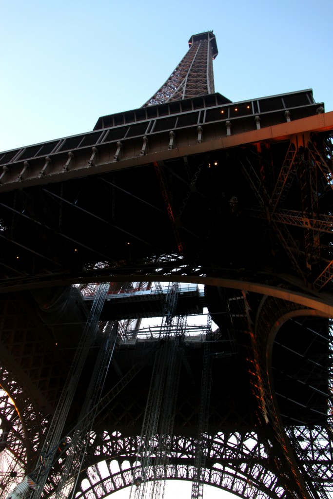 Paris - Eiffel tower - view from beneath the tower. Massive construction, right?