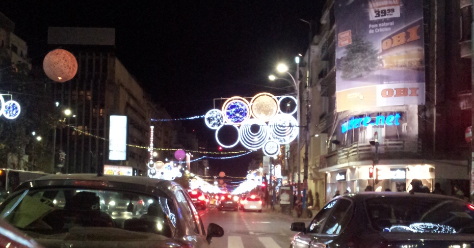 A Beautiful Christmas Decoration with Lights from Bucharest