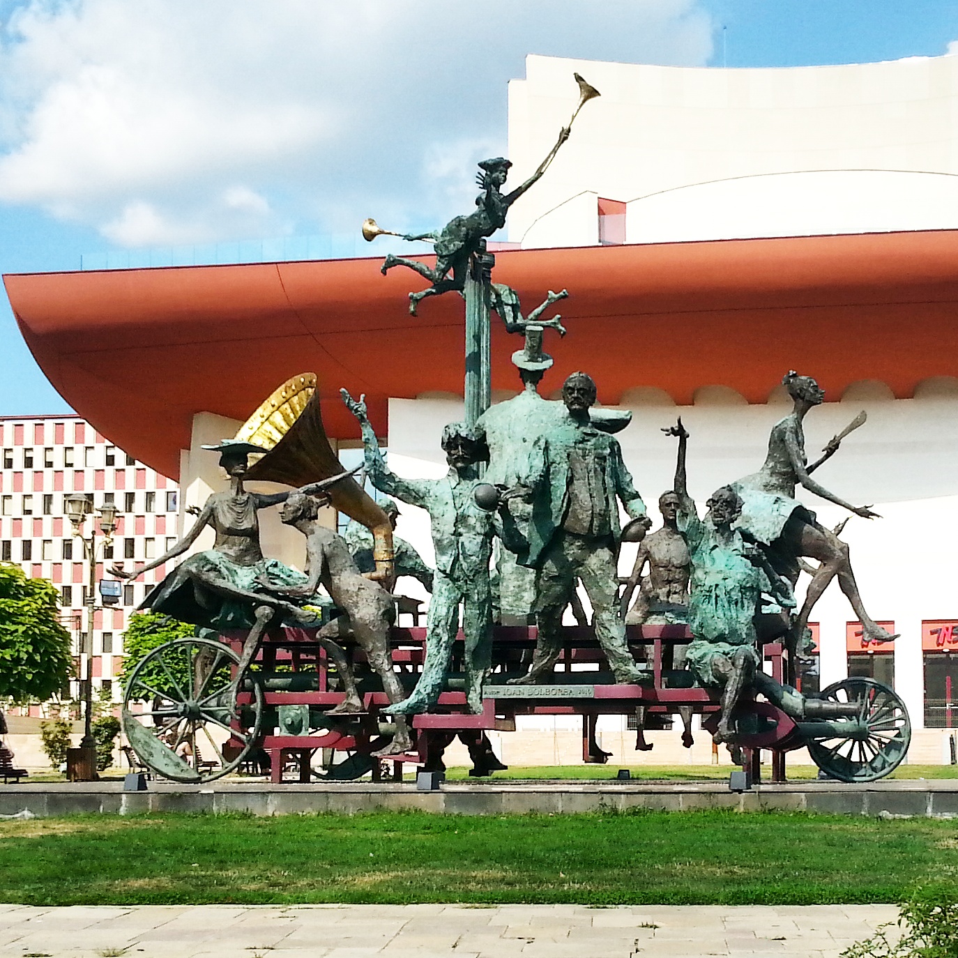 Monument in front of the „Ion Luca Caragiale” National Theater in Bucharest