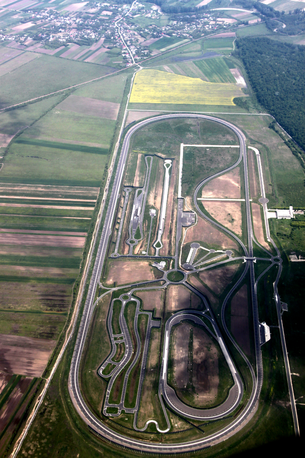 Dacia/Renault’s test race track in Titu, Romania as seen from the plane