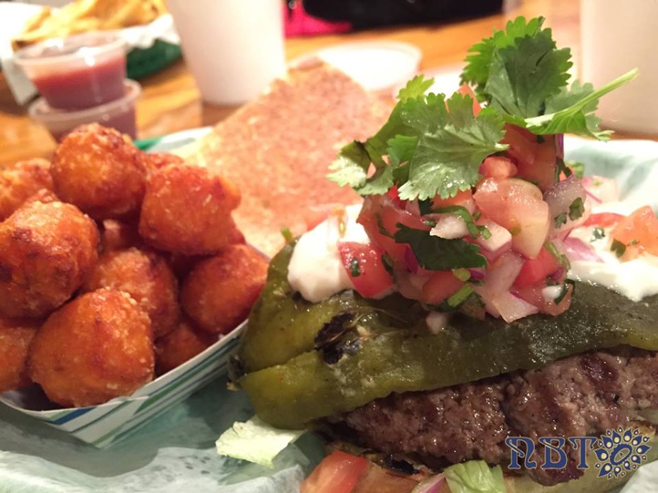 The beach house burger and sweet tater tots from Paradise Burger Company - Phoenix travel guide