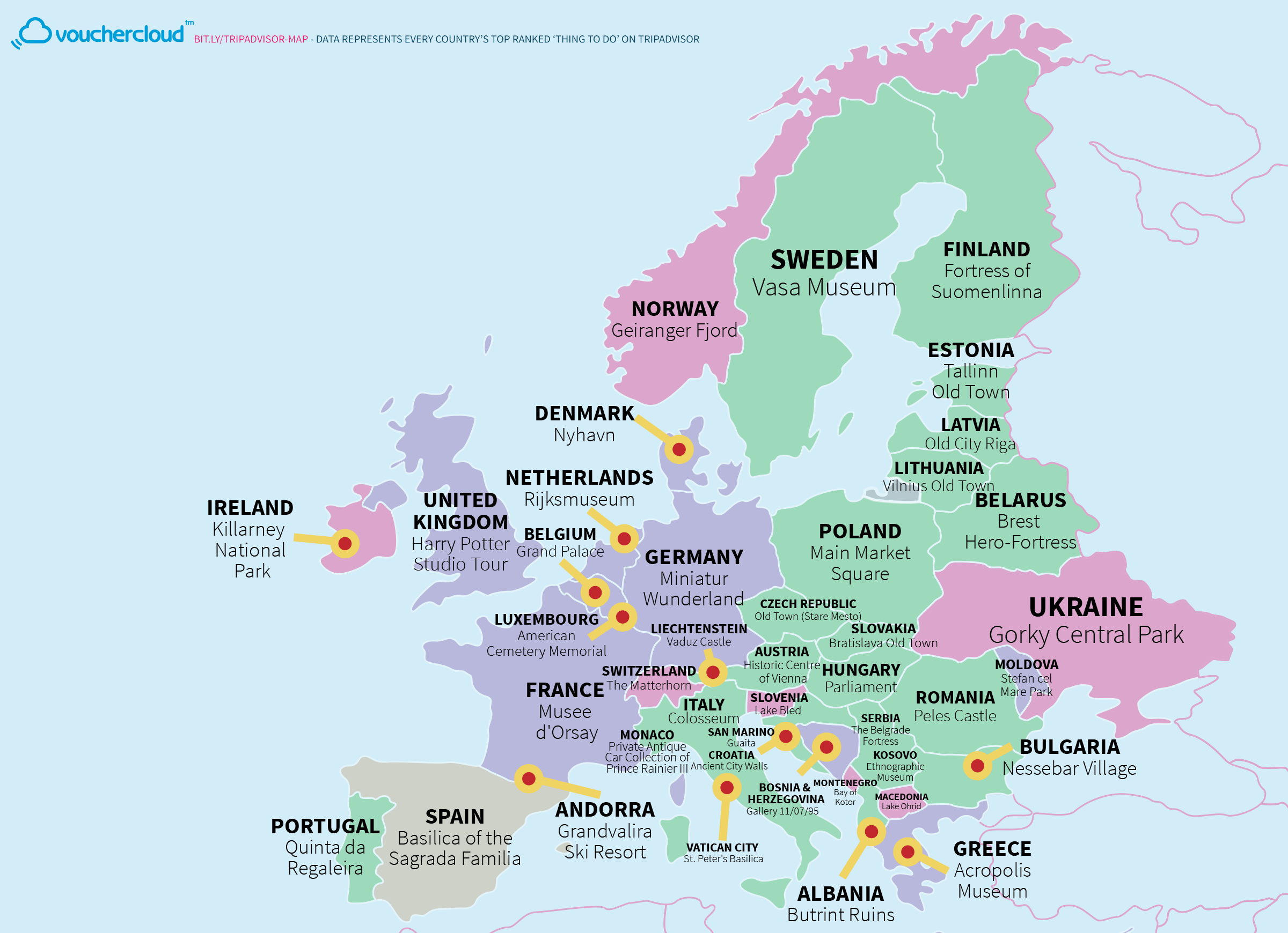 europe map tourist places