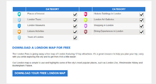 London Tourist Map - categories