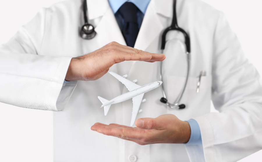 medical tourism healthcare travel insurance concept