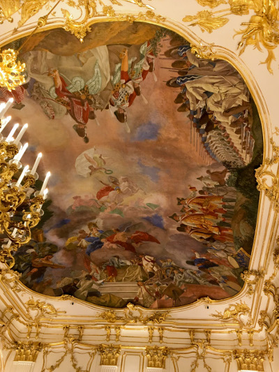 Gorgeous ceiling at The Schönbrunn Palace - discover the palace's history, things to do, and tips from this article. #schonbrunnpalace #schonbrunn #schonbrunn #schonbrunntips #schonbrunnvisit #schonbrunnvienna
