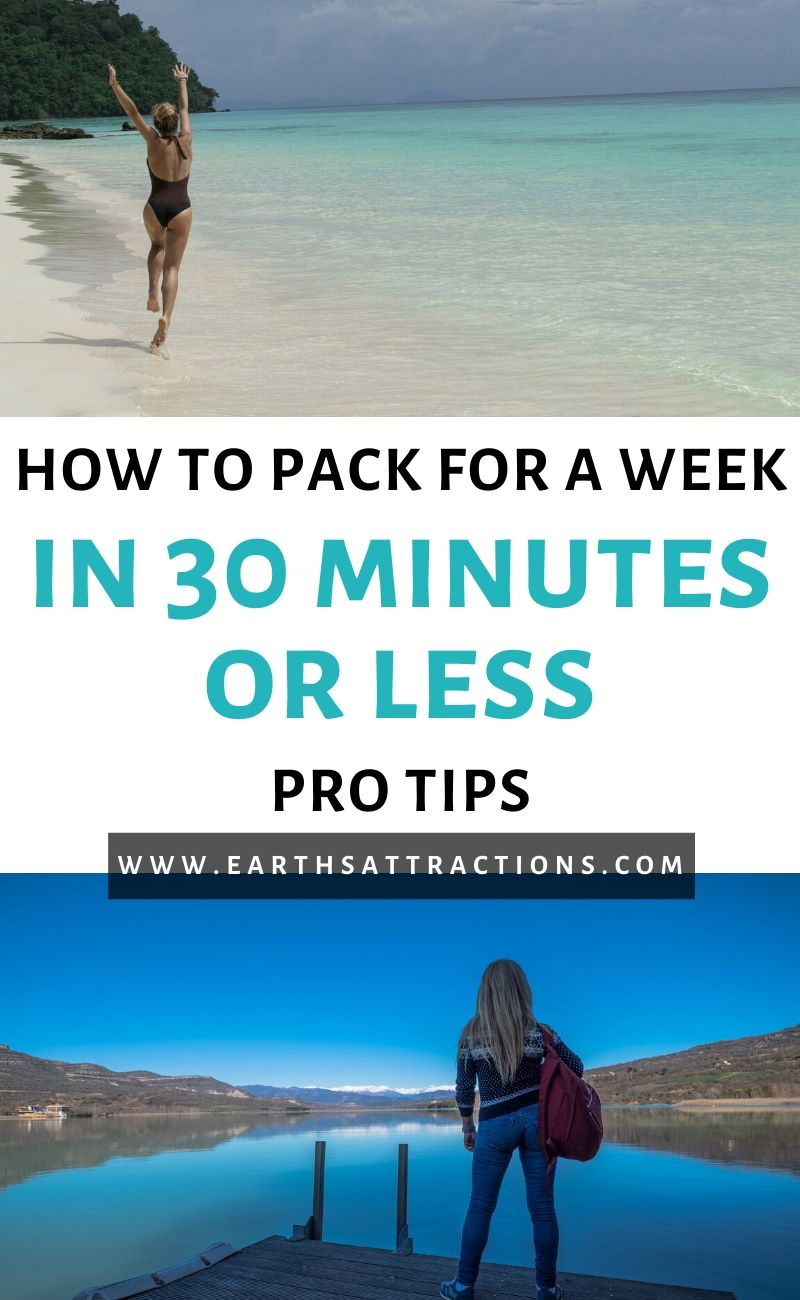 How to pack a suitcase for a week in 30 minutes or less. Discover packing tips and tricks from this article and find out how to pack like a pro! #packing #packinglist