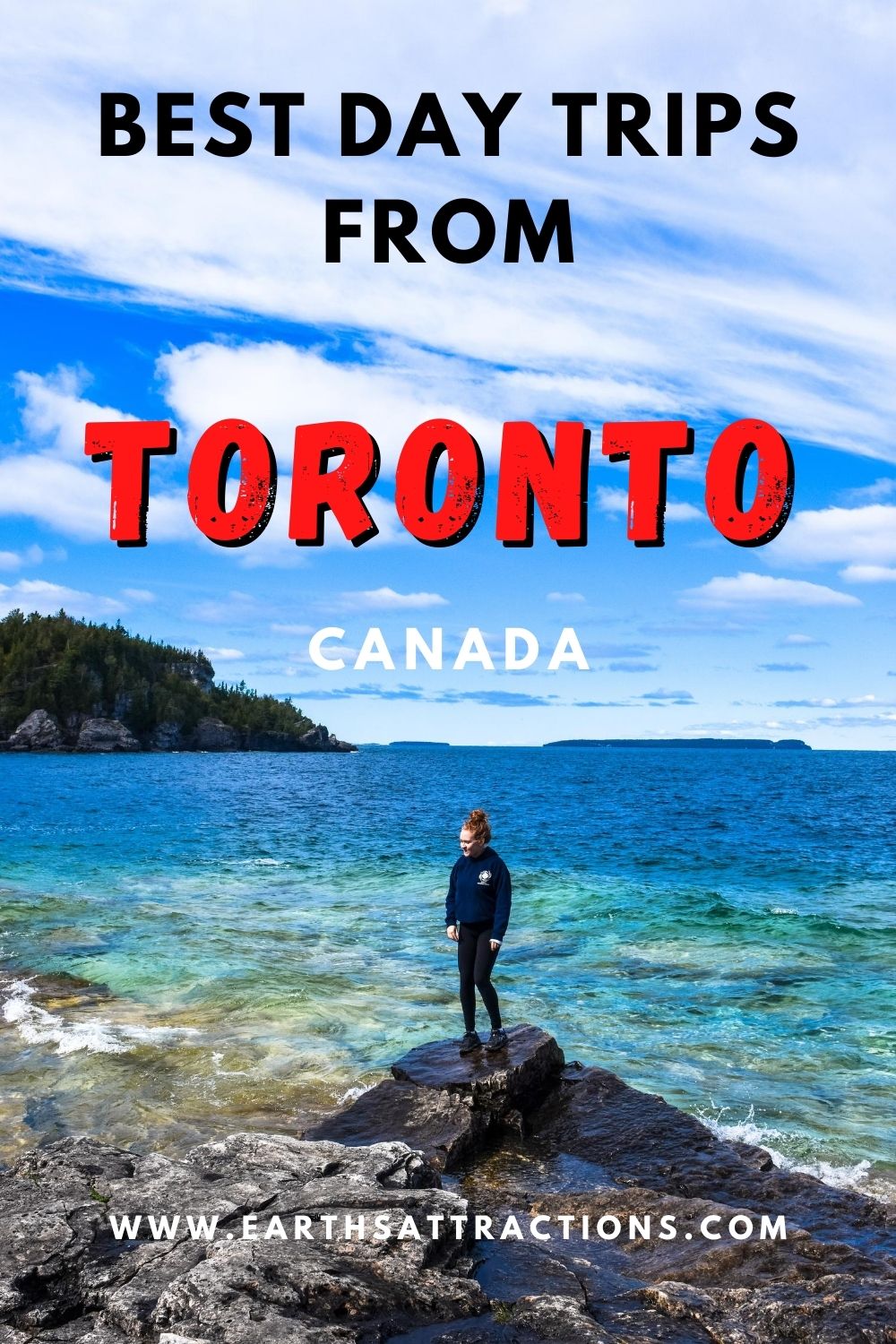 Toronto Day Trips. Discover the best things to see and do around Toronto from this article. It includes the best places to visit around Toronto, including Niagara Falls, Bruce Peninsula, Algonquin Park, Montreal, Grand River, Hamilton, and many more! Find out where to go near Toronto! #toronto #torontodaytrips #torontotrips #thingstodoneartoronto #canada #torontotravel #canadatravel #northamerica #earthsattractions #traveltips #traveldestinations