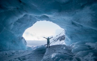 Unforgettable Alaskan Adventures - Mike entering Byron Glacier Cave