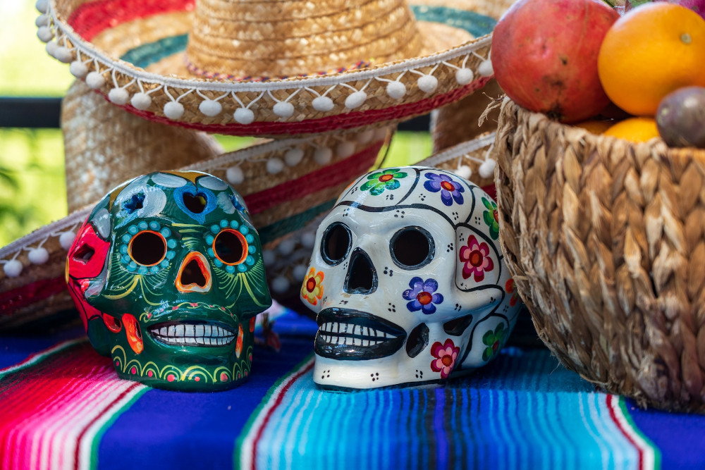  A picture of painted skulls in celebration of the Day of the Dead with Royal Holiday Vacation Club