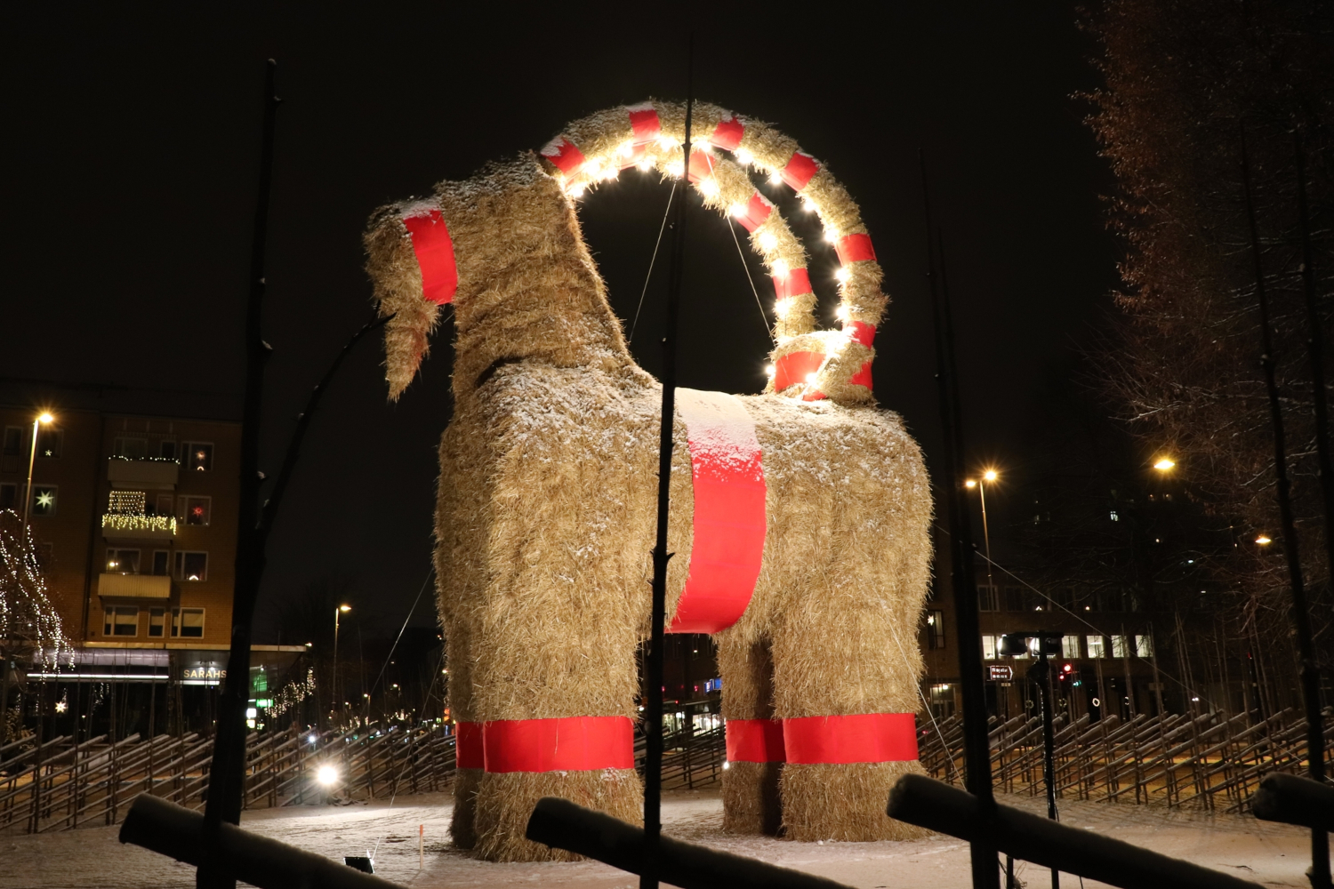 Gävle Goat in Sweden is one of the Unconventional Christmas traditions in Europe