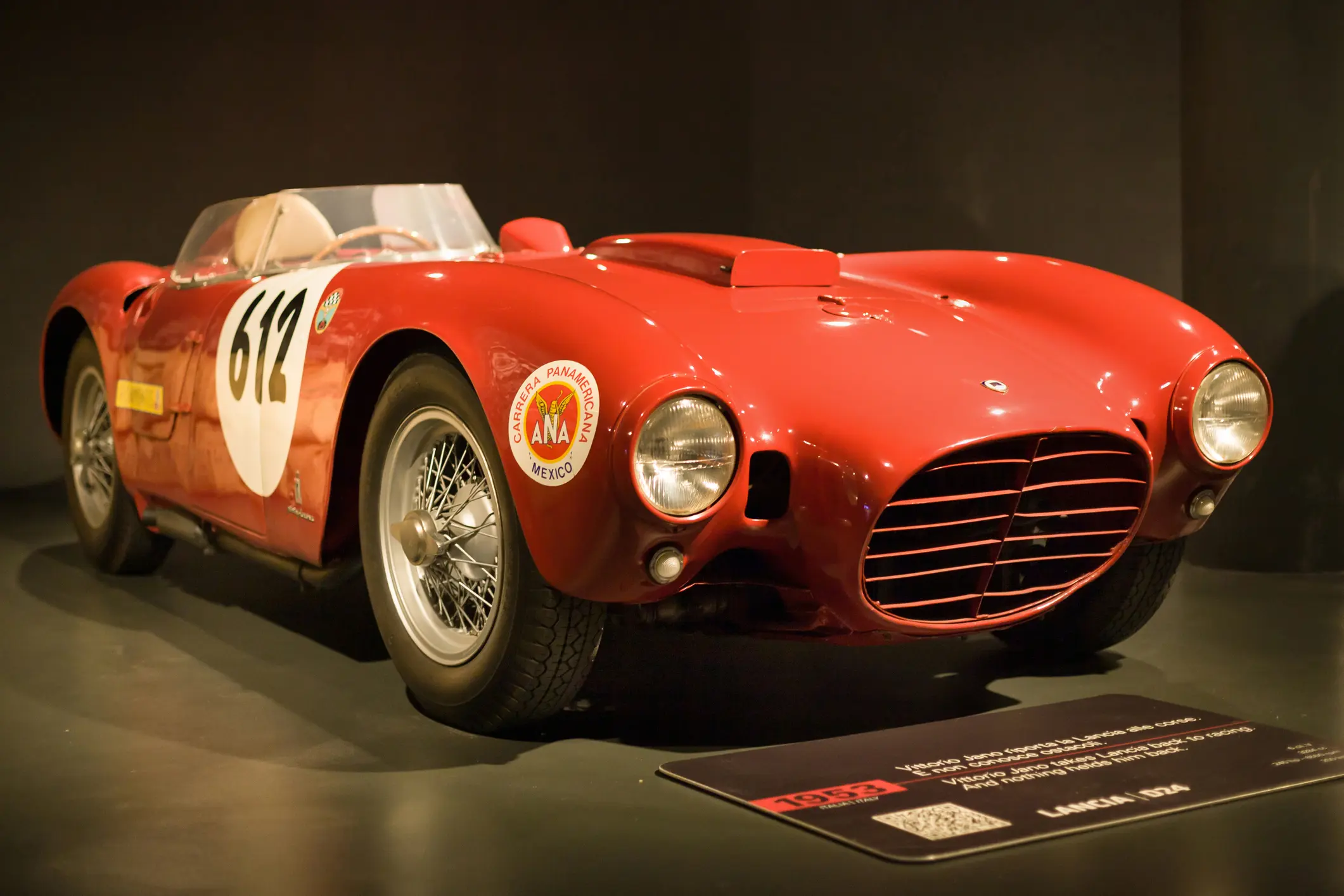 Lancia D24 showcased at the National Automobile Museum MAUTO in Torino, Italy