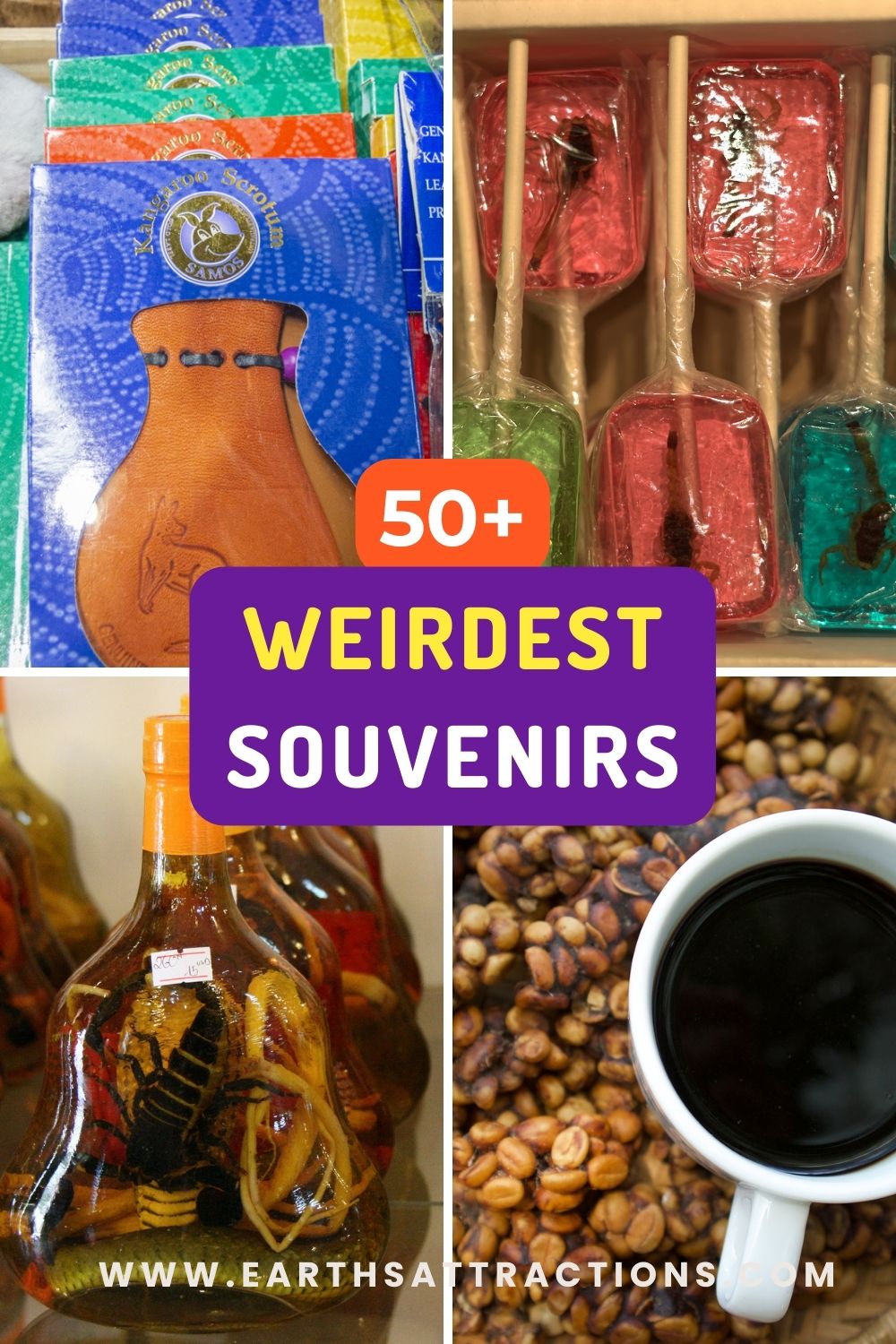 50+ Weirdest Souvenirs People Actually Buy Around the World. From kangaroo scrotum bottle openers in Australia to scorpion lollipops in the USA and snake wine in Vietnam, these 50+ weird souvenirs are guaranteed conversation starters! Perfect for curious travelers and collectors, this ultimate list will shock, amuse, and inspire your next trip. Save it now to plan your most unforgettable travel shopping spree! #WeirdSouvenirs #TravelShopping #UniqueSouvenirs #SouvenirHunting #TravelTips #WeirdTravel #TravelInspiration #BucketListTravel #SouvenirIdeas #TravelFinds