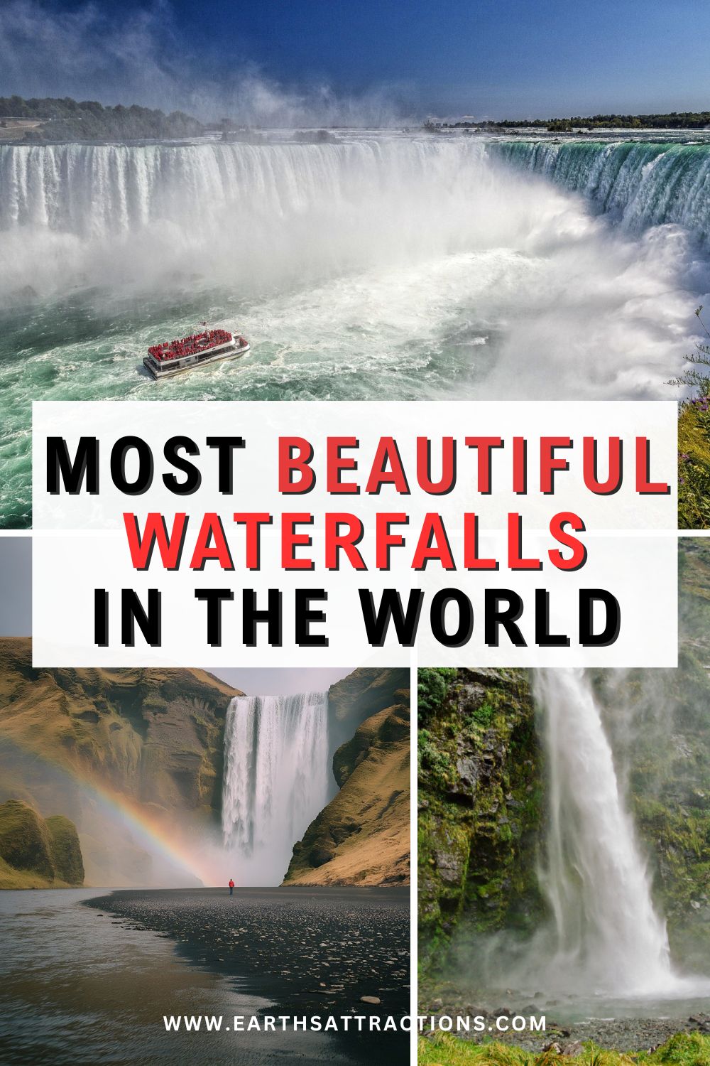 21 Most Beautiful Waterfalls in the World You’ll Want to See in Your Lifetime. From Iceland’s majestic Skógafoss to the thunderous power of Niagara and the rainbow mist of Iguazu, these are the most beautiful waterfalls in the world. Each one is a natural wonder that will take your breath away! Discover where to find them, when to visit, and why these 21 waterfalls deserve a spot on your ultimate travel bucket list. Perfect for nature lovers and dreamers alike! #waterfalls #travelbucketlist #beautifulplaces #wanderlust #travelinspiration #naturelovers #worldtravel #amazingdestinations #travelblog #travelguide #naturalwonders #bucketlisttravel #waterfallchasing #icelandtravel #earthsattractions