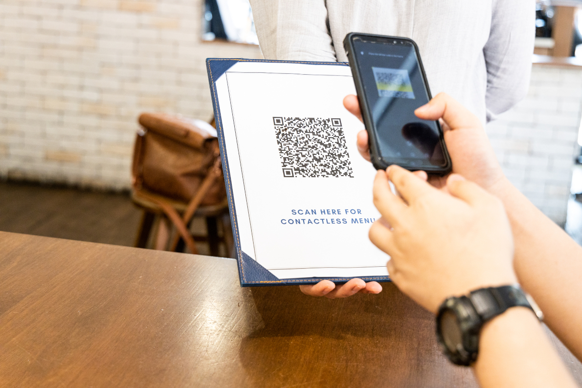 a QR code page to scan to see the menu at a restaurant