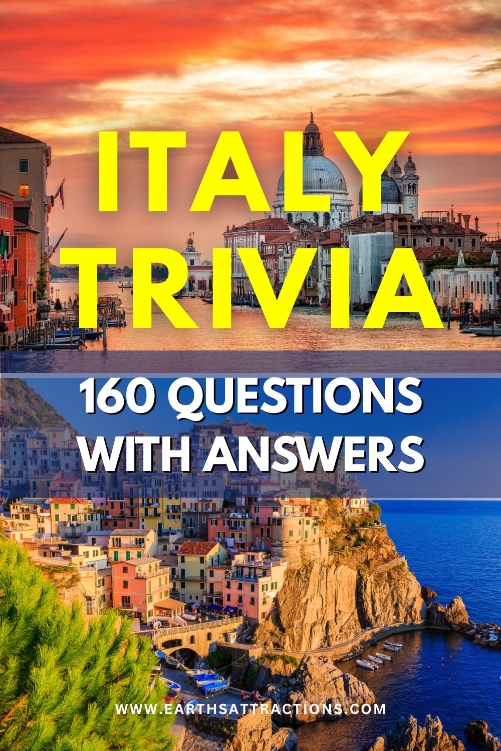 160 Italy Trivia Questions With Answers for Your Next Quiz Night. Test your knowledge of Italy with 160 Italy trivia questions and answers covering Italian food, Rome, famous landmarks, geography, history, culture, fun facts, and hard Italy quiz questions. Perfect for family game night, classroom quizzes, pub trivia, travel parties, or anyone planning a trip to Italy. #ItalyTrivia #ItalyQuiz #TriviaQuestions #ItalianTrivia #TravelTrivia #QuizNight #ItalyTravel