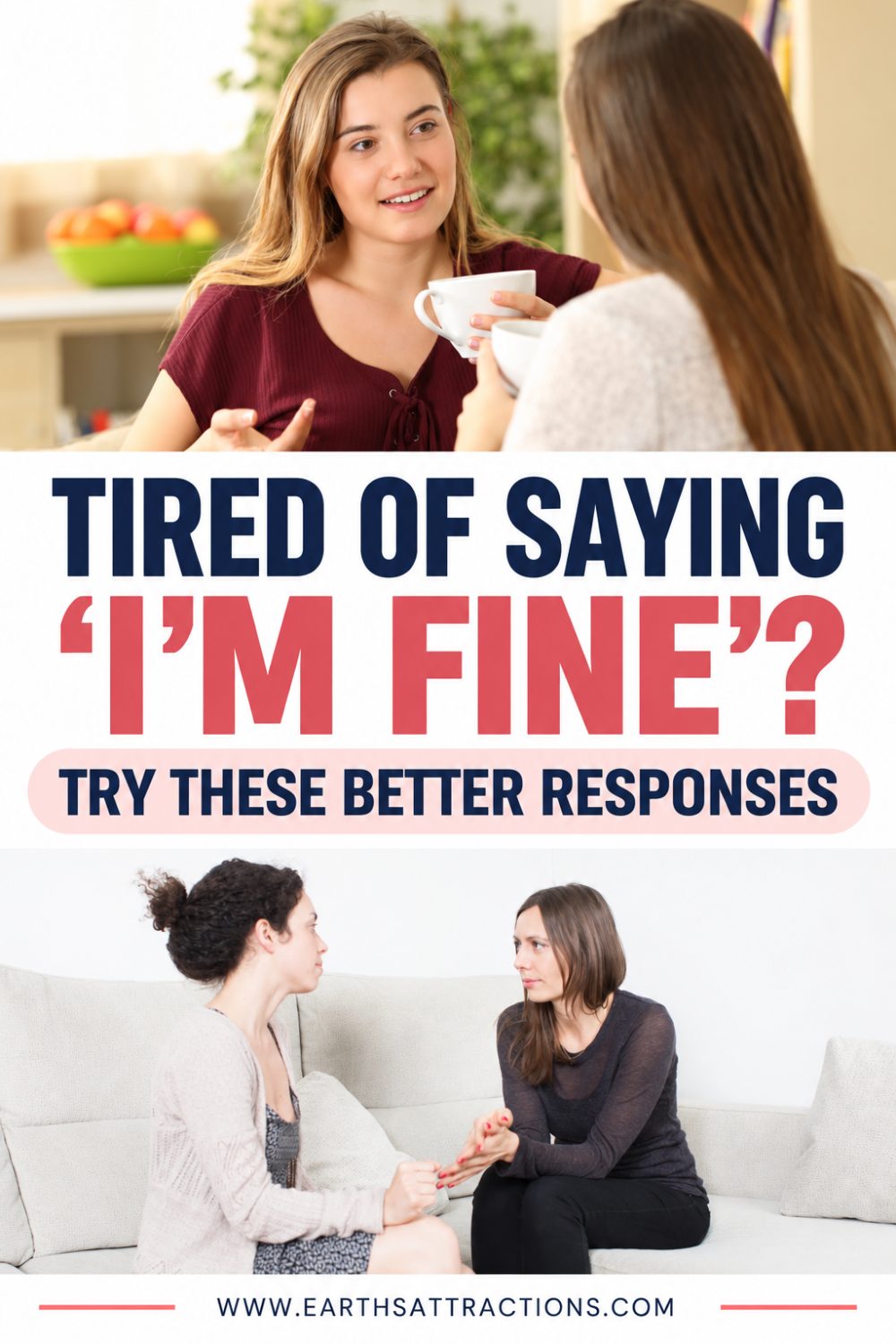 How to Answer “How Are You?” Without Just Saying “I’m Fine”. Tired of automatically saying “I’m fine” every time someone asks how you are? There are ways to give a more genuine answer without turning every casual conversation into a heart-to-heart. These responses to “How are you?” give you options for different people and situations, whether you want to keep things brief or open the door to a more meaningful conversation. #HowAreYou #CommunicationTips #WhatToSay #ConversationTips #MeaningfulConversation #SocialSkills #BetterCommunication #PersonalDevelopment Pin made with photos from Dreamstime