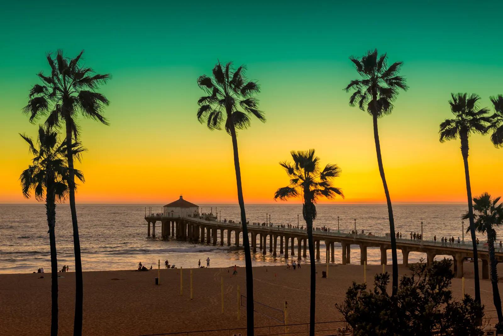 Manhattan Beach Pier at sunset for a relaxing budget staycation idea