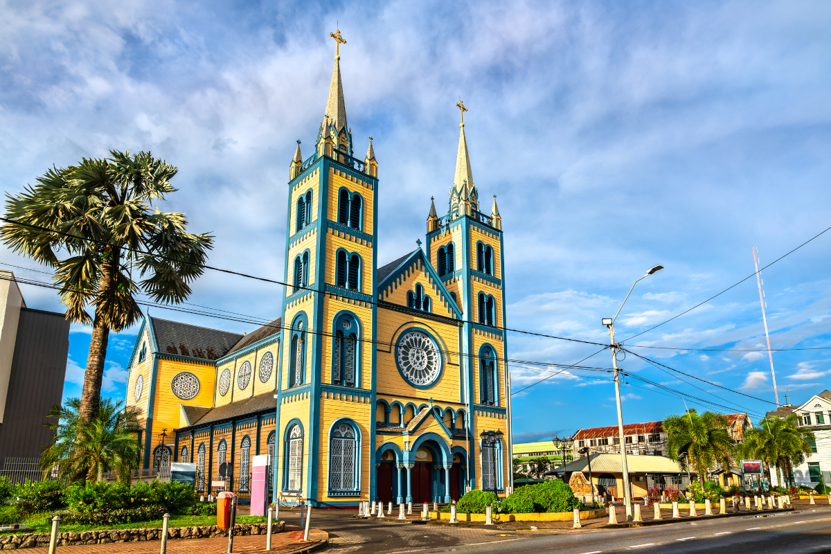 Saint Peter and Paul Cathedral, a wooden Roman Catholic cathedral at the Historic Inner City of Paramaribo, UNESCO World Heritage in Suriname, South America 200 World Capitals Trivia Questions and Answers