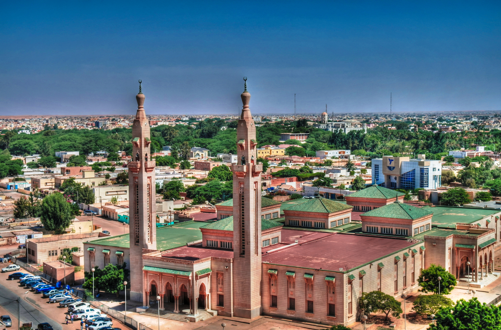 The Aerial view to Grand Mosque in Nouakchott in Mauritania for an article with world's capitals quiz