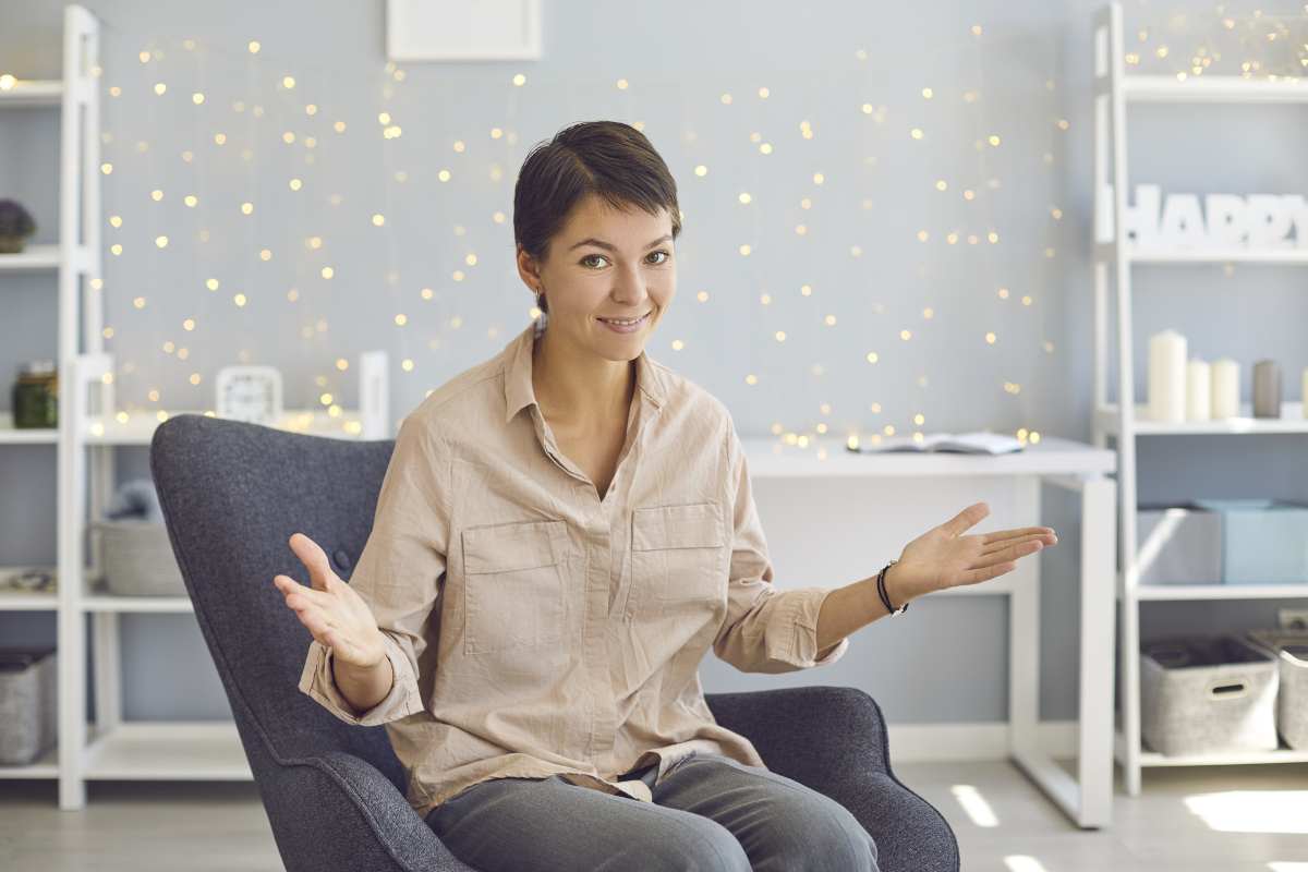 Business coach recording an online workshop or digital course