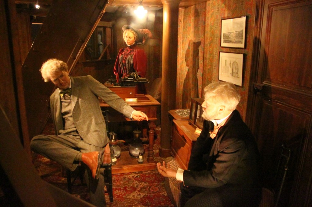 Reconstruction of Gustave Eiffel's office viewed through the windows at the Eiffel Tower summit