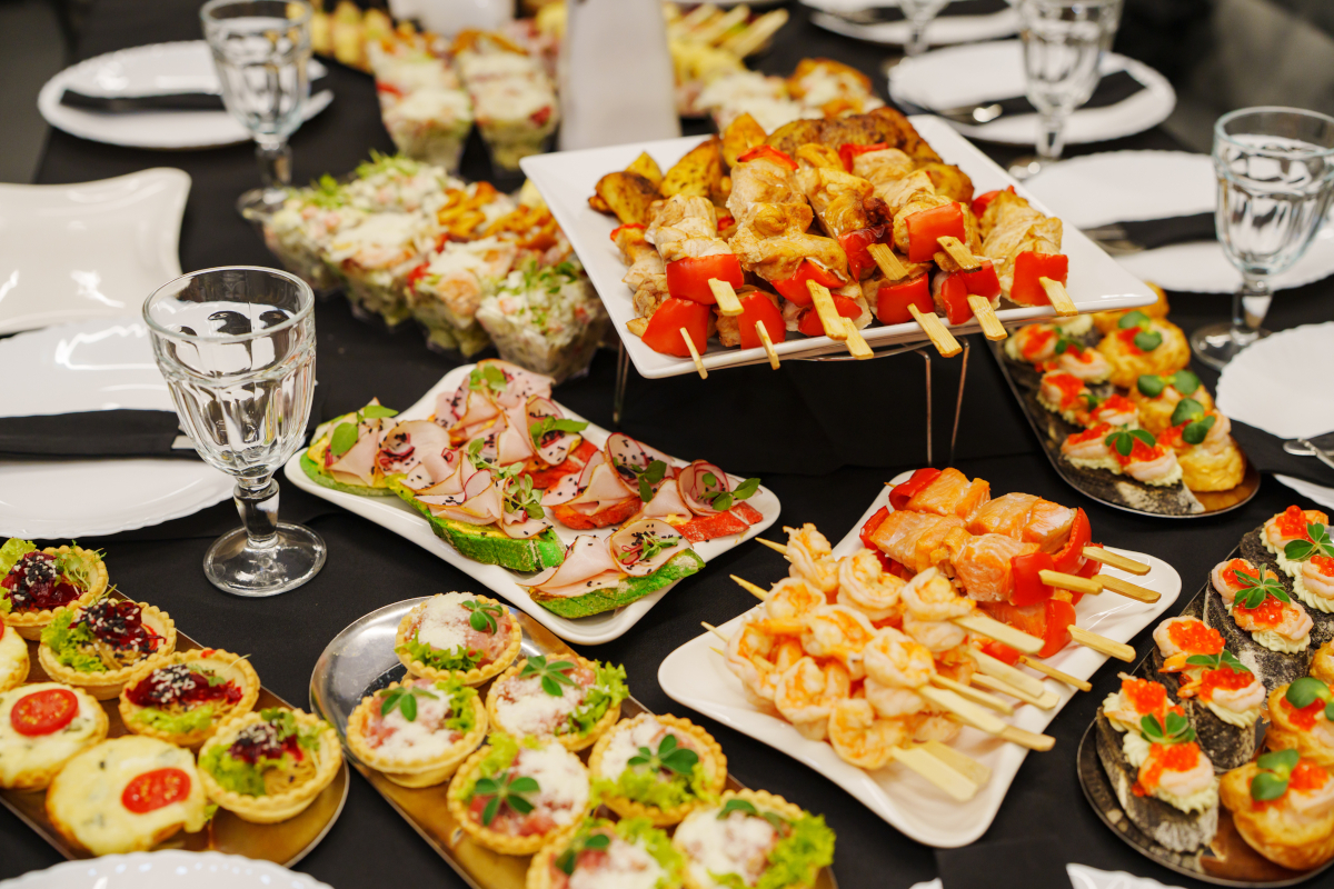 gourmet dishes and canapes for hard food trivia