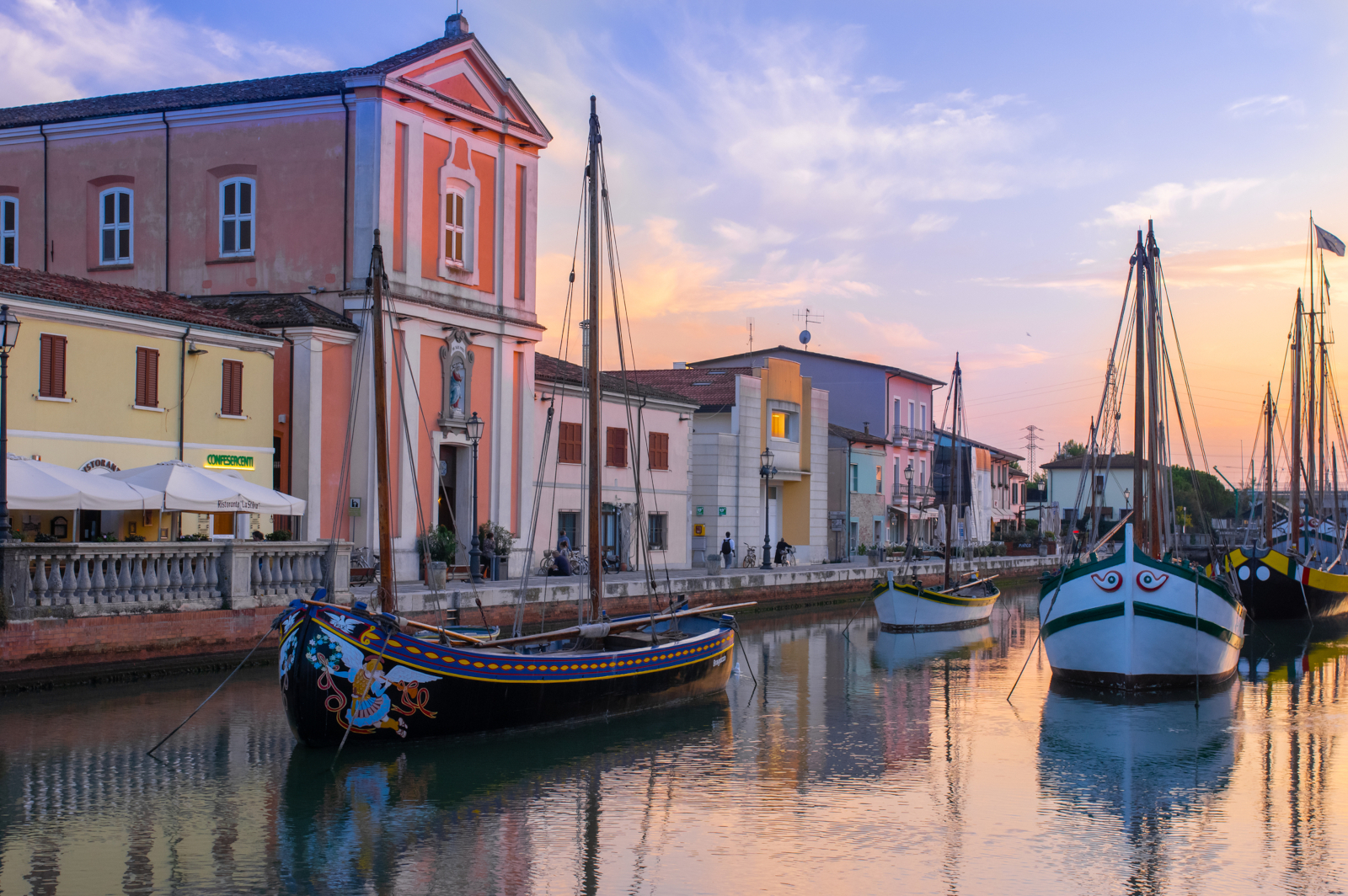 Cesenatico Italy canal port with historic boats