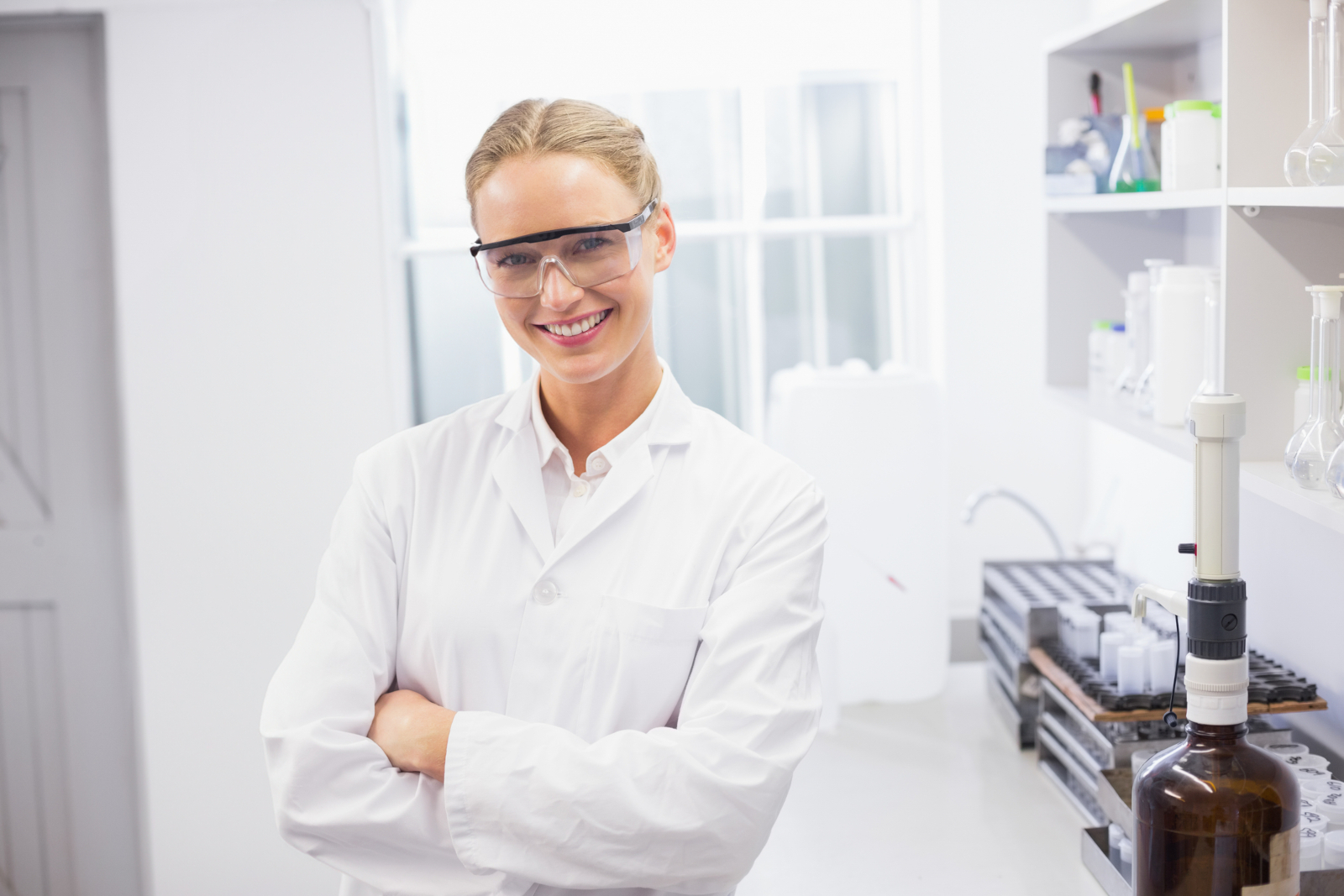 female scientist working in a modern laboratory
