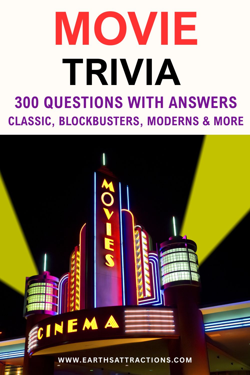300 Movie Trivia Questions and Answers: Classics, Blockbusters & More. Love movies? Test yourself with 300 movie trivia questions and answers covering classic movies, 80s, 90s and 2000s favorites, modern blockbusters, animation, famous movie quotes, actors, directors and Oscars. The movie quiz starts easy and gets more challenging, with plenty of questions casual movie fans can answer too. Perfect for family game night, trivia night with friends or a fun movie night at home. How many can you get right? #MovieTrivia #MovieTriviaQuestions #TriviaQuestions #MovieQuiz #FilmTrivia #TriviaNight #trivia Pin made with a photo from Dreamstime