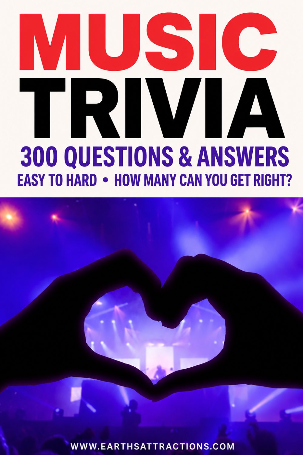 300 Music Trivia Questions & Answers About Famous Songs - Easy to Hard. How many famous songs do you really know? Test yourself with 300 music trivia questions and answers covering classic hits, pop, rock, disco, country, movie songs, 80s, 90s, 2000s and modern favorites. These famous song trivia questions move from easy to medium to hard, with answers included. Perfect for adults, music lovers, parties, game night and trivia night. Save this music trivia quiz and challenge your friends to see who gets the highest score! #MusicTrivia #MusicTriviaQuestions #MusicQuiz #SongTrivia #TriviaQuestions #TriviaNight #GameNight Pin made with a photo from Dreamstime