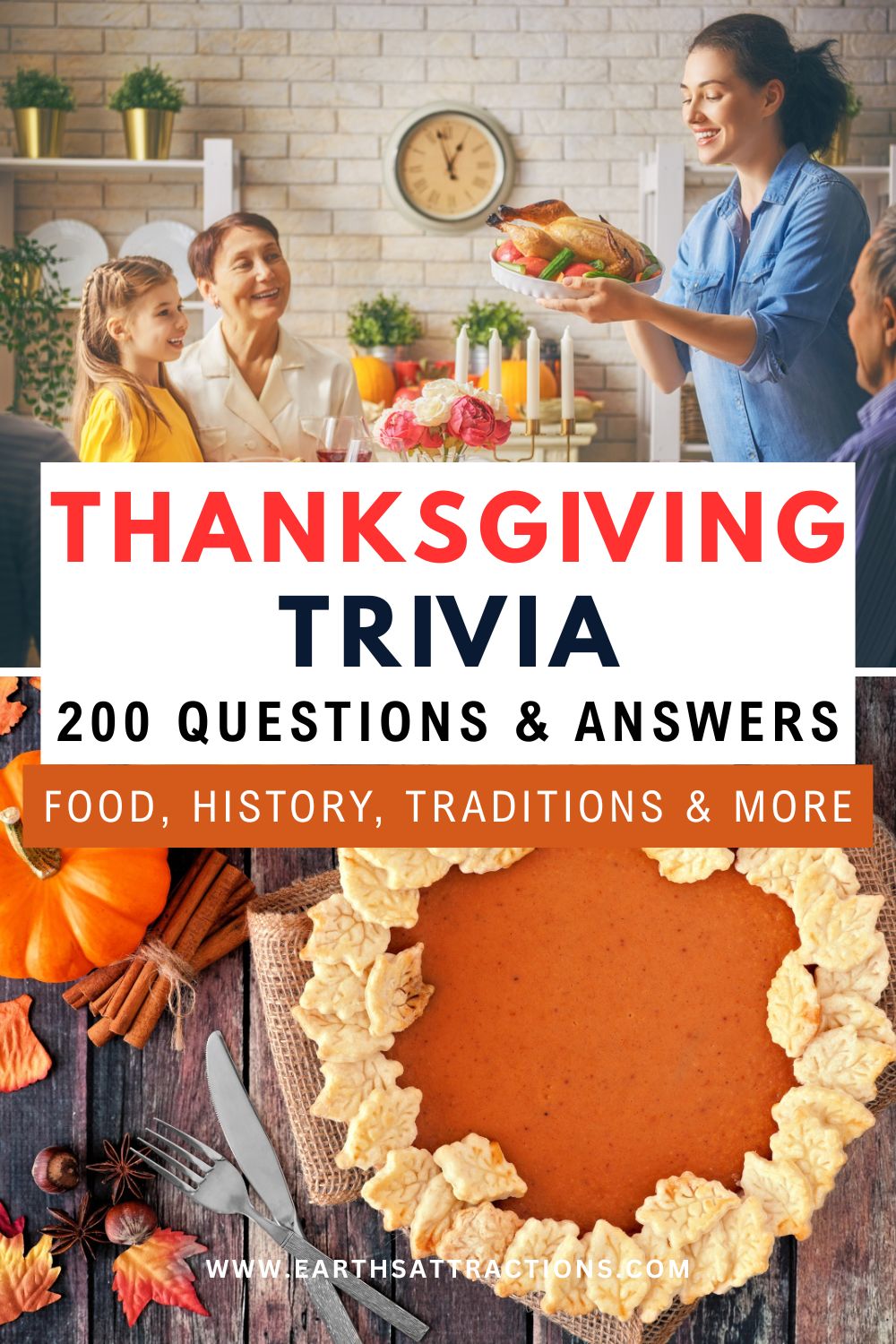 200 Thanksgiving Trivia Questions and Answers - Easy to Hard. Test your holiday knowledge with 200 Thanksgiving trivia questions and answers, starting with easy Thanksgiving trivia for kids and families before moving to hard Thanksgiving trivia for adults. Play food, turkey, history, traditions, Macy’s Thanksgiving Day Parade, football, movie and TV rounds directly from your phone. This fun Thanksgiving quiz is perfect for Thanksgiving dinner, Friendsgiving, classroom activities, office parties and family game night. Tap to reveal each answer - no printable or PDF needed. Save it now for your Thanksgiving games and activities! #ThanksgivingTrivia #ThanksgivingQuestions #ThanksgivingGames #ThanksgivingQuiz #ThanksgivingActivities #FamilyTrivia #ThanksgivingDinner #FriendsgivingGames. Pin made with photos from Dreamstime