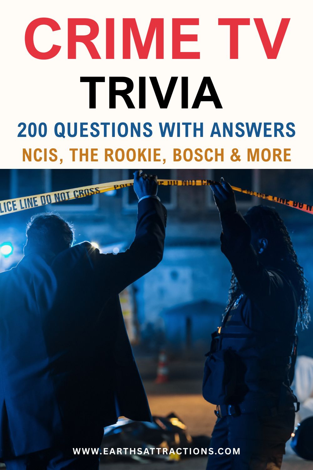 200 Crime TV Trivia Questions & Answers: NCIS, The Rookie, Criminal Minds & More. Love crime shows and police procedurals? Test yourself with 200 crime TV trivia questions and answers, from easy to hard. How much do you remember about NCIS, The Rookie, Criminal Minds, Bosch, Will Trent, The Lincoln Lawyer, Castle, Bones, The Mentalist, Rizzoli & Isles, Only Murders in the Building and more? These fun crime show trivia questions mix detectives, profilers, forensic teams, private investigators and favorite TV characters. Save the quiz and see how many you can answer! #CrimeTVTrivia #TVTrivia #CrimeShowTrivia #DetectiveTrivia #TVQuiz #NCISTrivia #TheRookieTrivia #CriminalMindsTrivia #trivia Pin made with a photo from Dreamstime