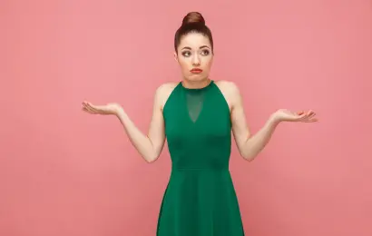 Puzzled woman looking uncertain about what to say