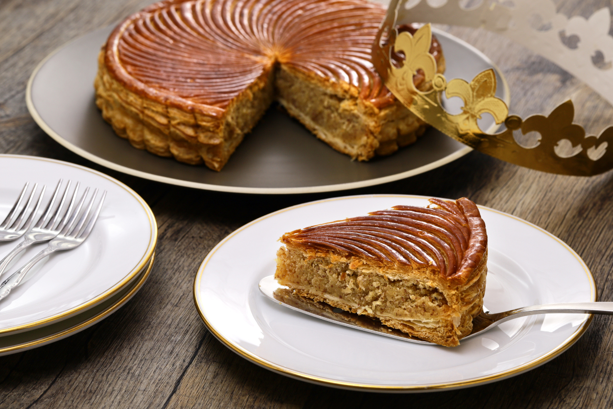 Galette des rois, a French cake containing a hidden charm traditionally eaten for Epiphany