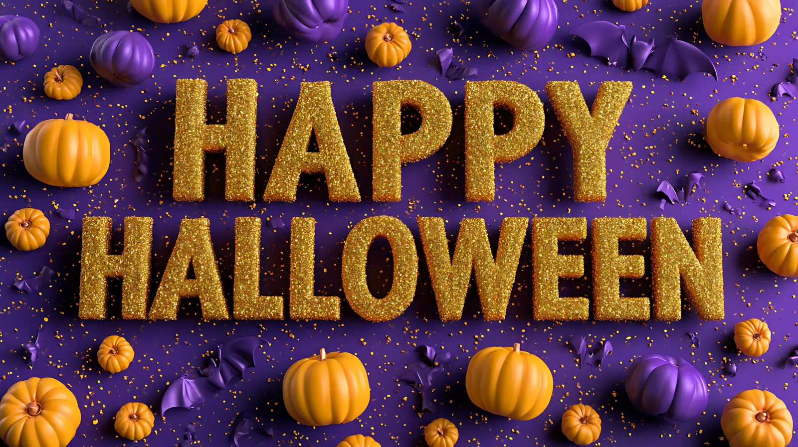 Happy Halloween pumpkins and bats for an interactive Halloween quiz