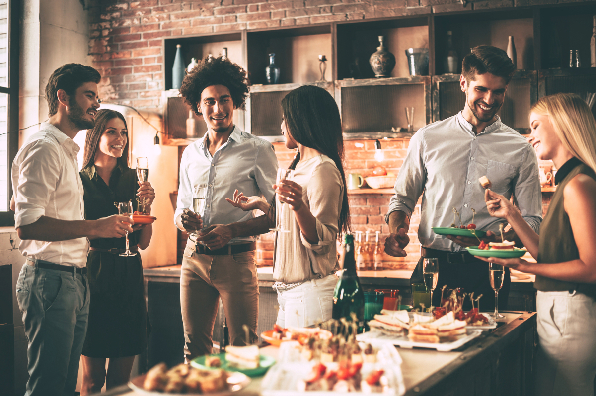 people talking at social event