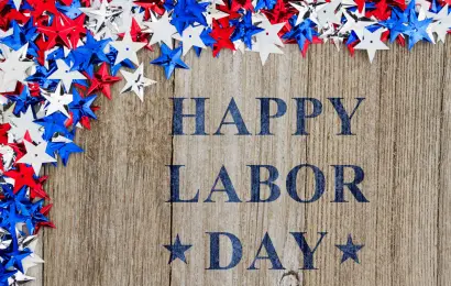 Happy Labor Day message with red white and blue stars