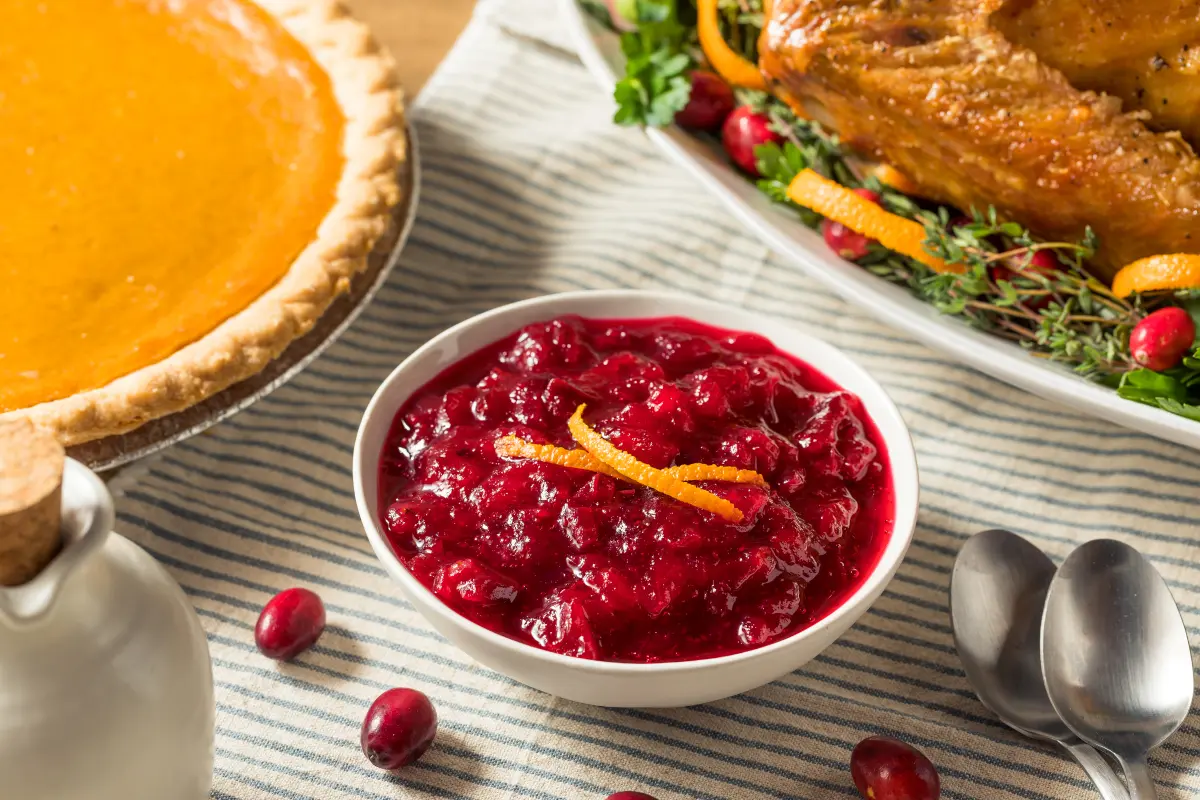Homemade Thanksgiving cranberry sauce served in a bowl