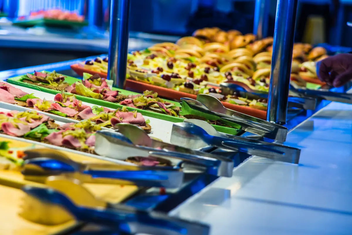 Sandwich and food station at a cruise ship buffet
