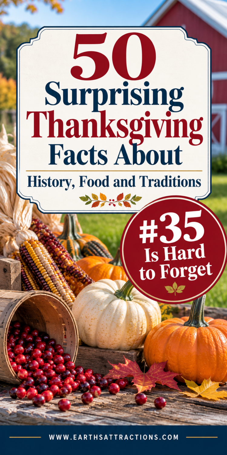 50 Fun Facts About Thanksgiving You Probably Didn’t Know. Discover 50 fun facts about Thanksgiving covering Thanksgiving history, food, traditions and some seriously surprising stories. These interesting Thanksgiving facts include the First Thanksgiving, unusual Thanksgiving food history, wild turkey facts, presidential Thanksgiving traditions, Macy’s Thanksgiving Day Parade facts, Thanksgiving football history and even Thanksgiving in space. Save these surprising Thanksgiving facts for November, Thanksgiving dinner conversation, holiday fun and anyone who loves learning the stories behind Thanksgiving traditions.